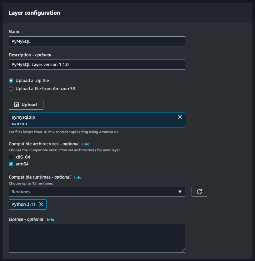 PyMySQL AWS Lambda Layer