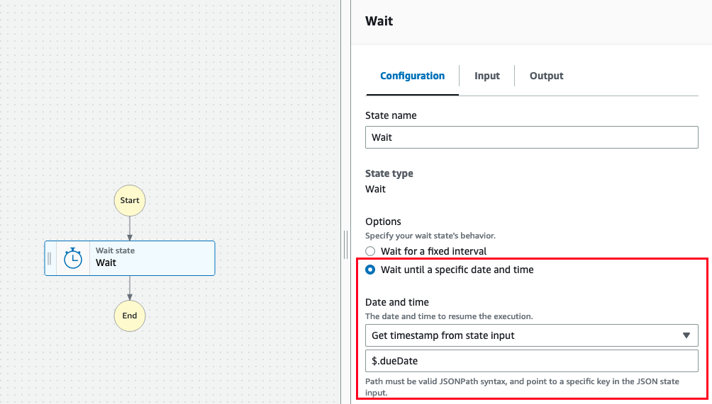 4 - Configure the Wait work flow in Step Function