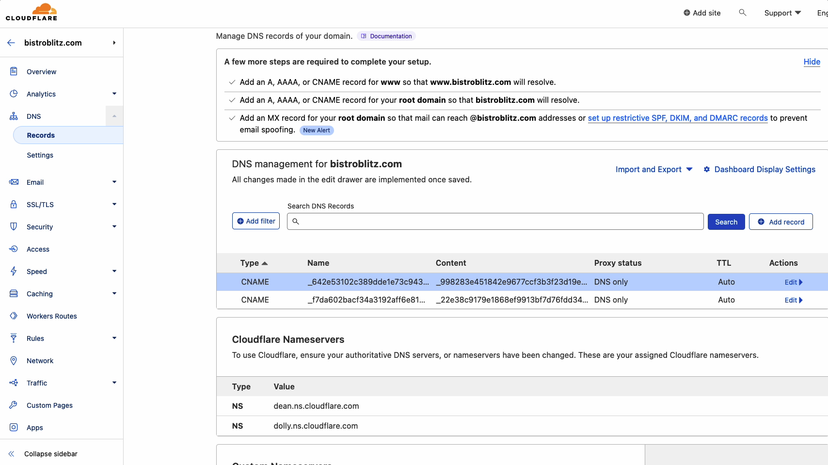 Add DNS records