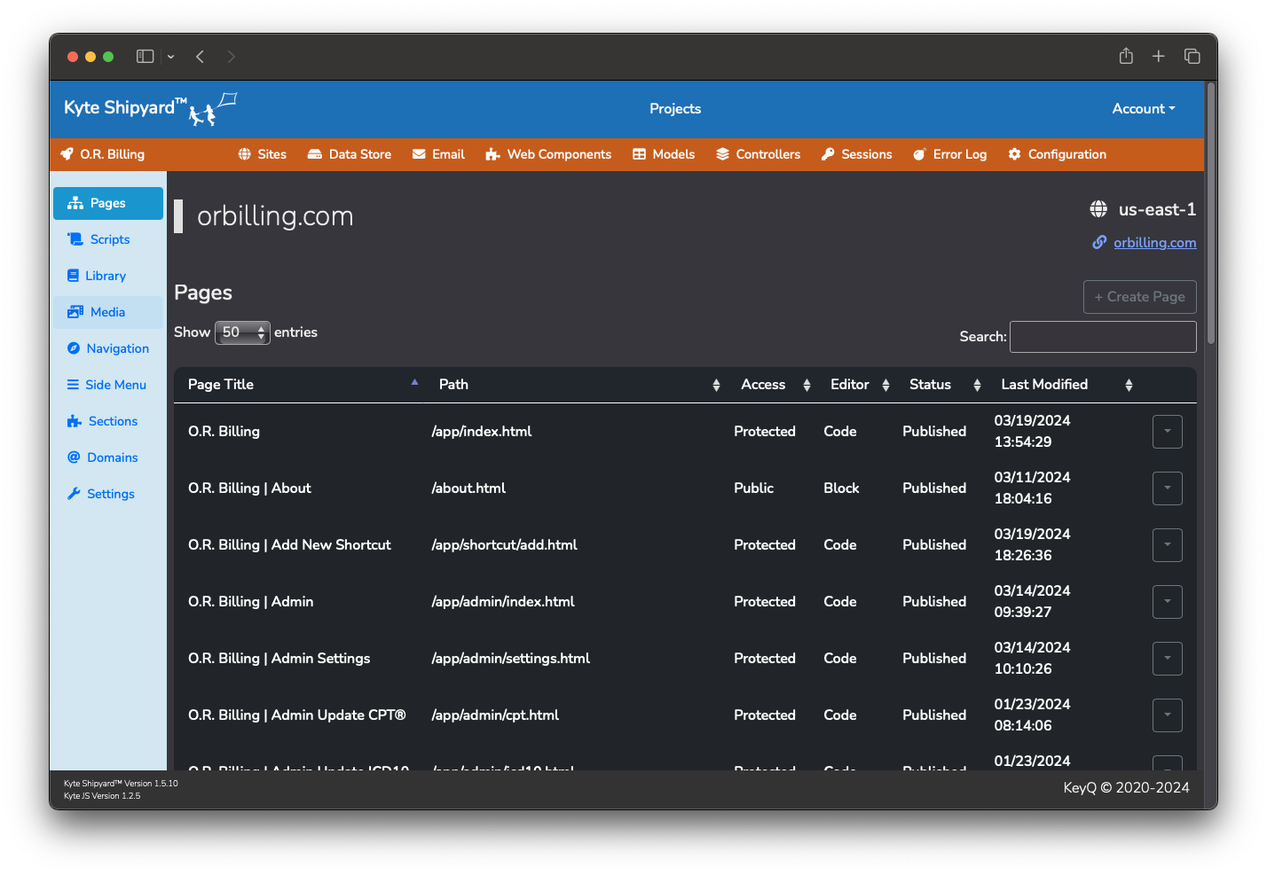 Kyte Shipyard Site Dashboard