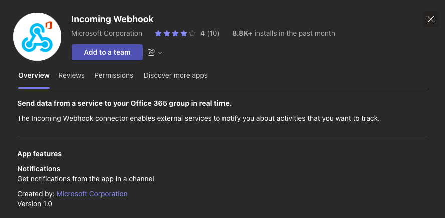 MS Teams Webhook Connector