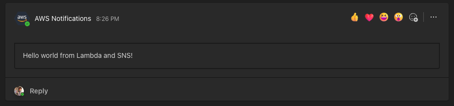Notification from SNS in MS Teams